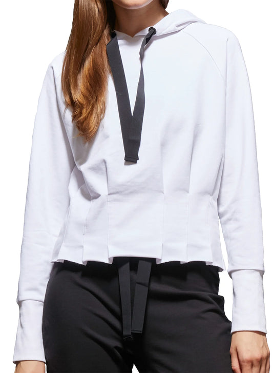 Pleated Hoodie by Urban Savage - White