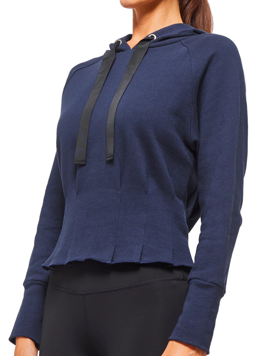 Pleated Hoodie by Urban Savage - Navy