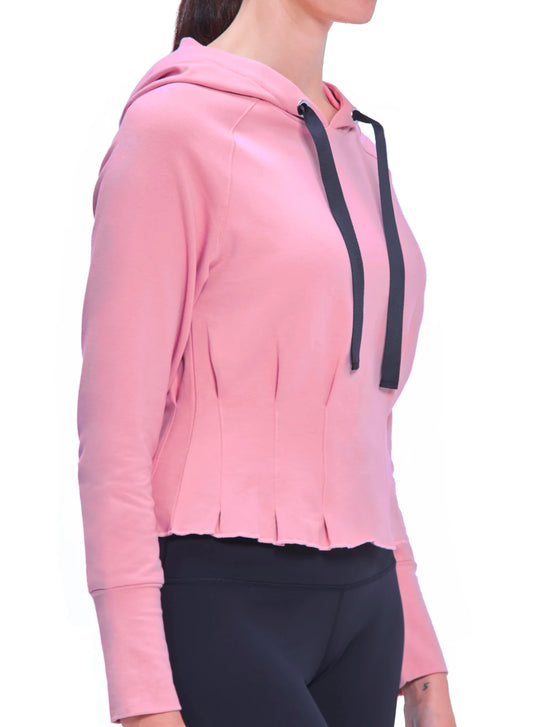 Pleated Hoodie by Urban Savage - Pink