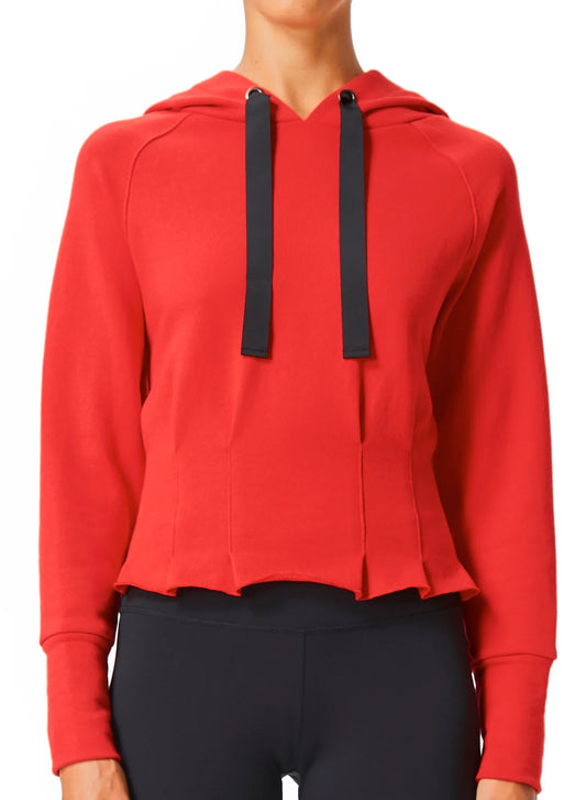 Pleated Hoodie by Urban Savage - Red