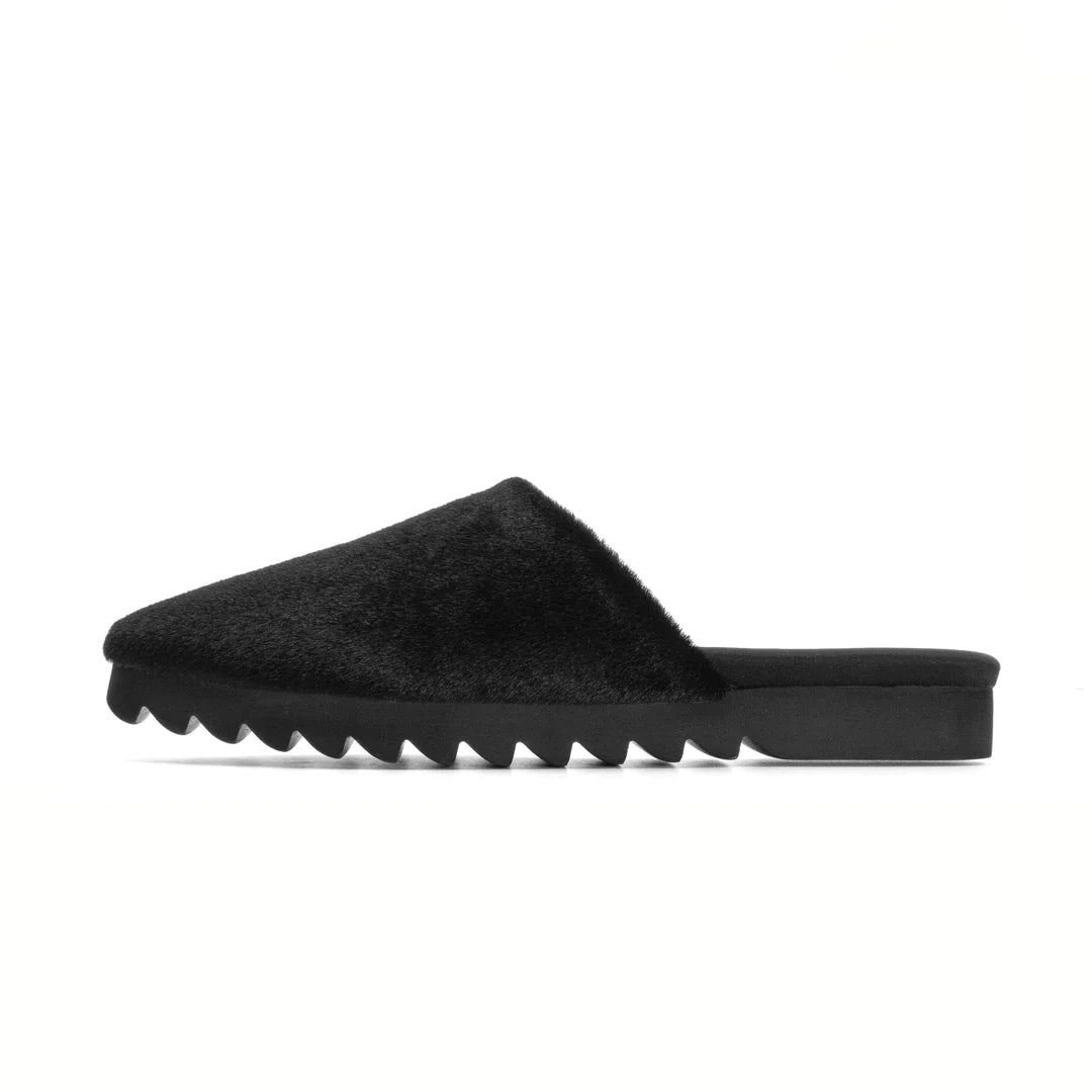 PONY MULE (THICK SOLE) WITH FAUX CALF HAIR - BLACK