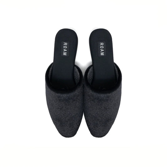 PONY MULE (THICK SOLE) WITH FAUX CALF HAIR - BLACK