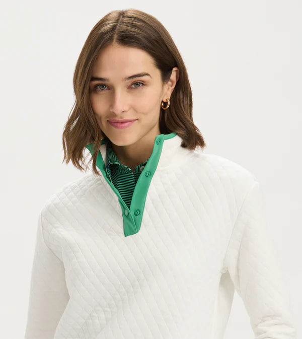 Quilted Snap Mock - Ivory