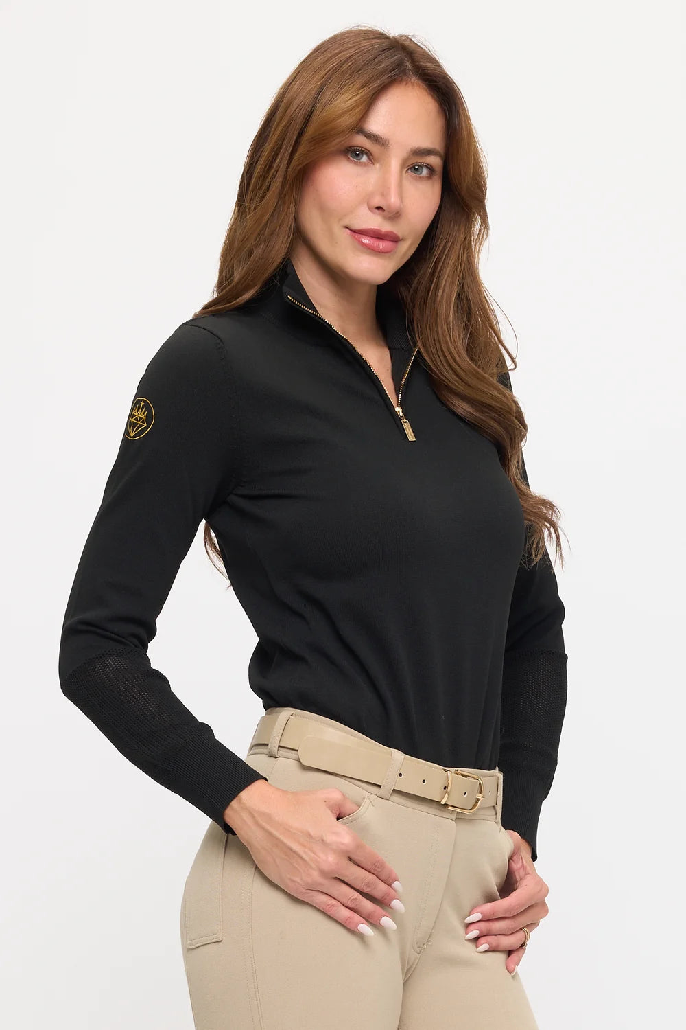 Perforated 1/4 Zip Knit Baselayer - Black
