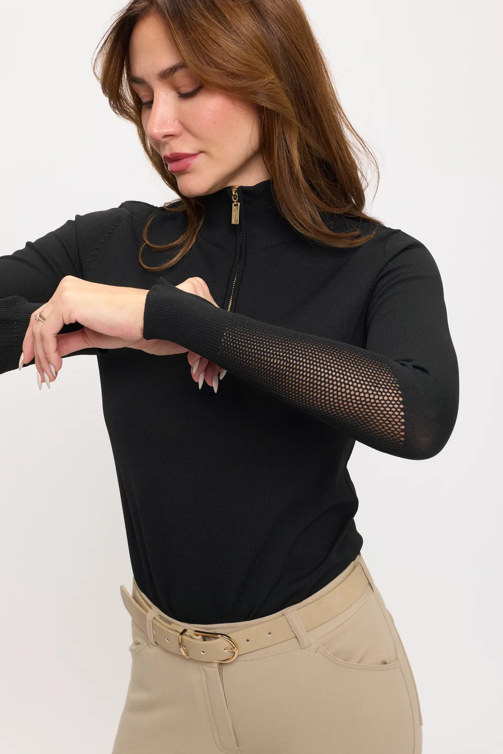 Perforated 1/4 Zip Knit Baselayer - Black