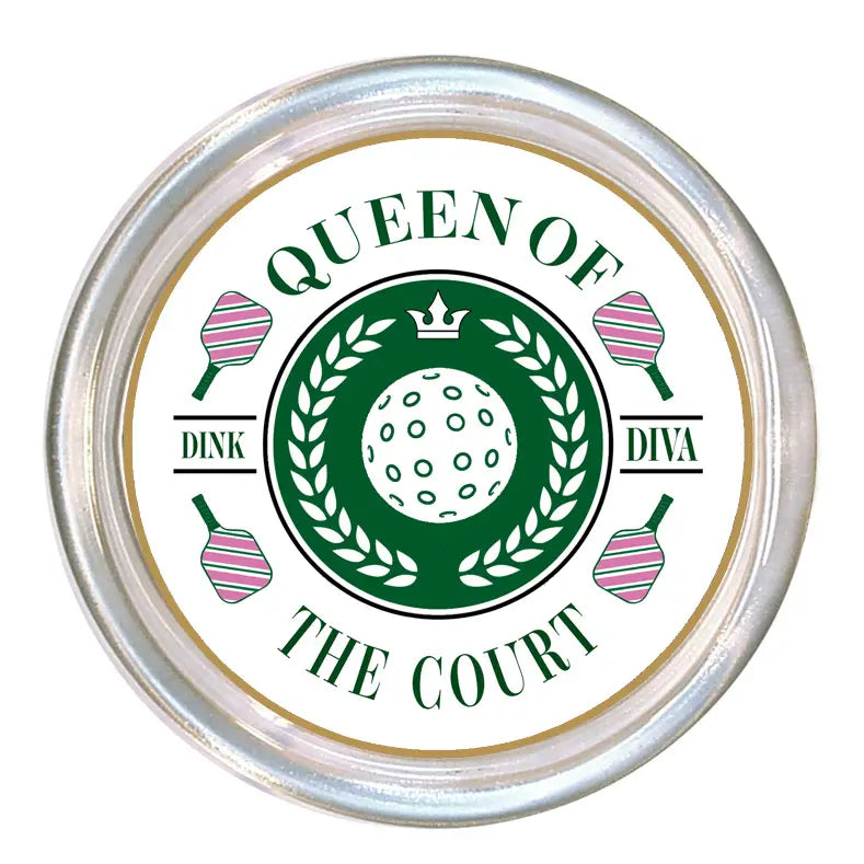 Queen of the Court Pickleball  5" Glass Coaster