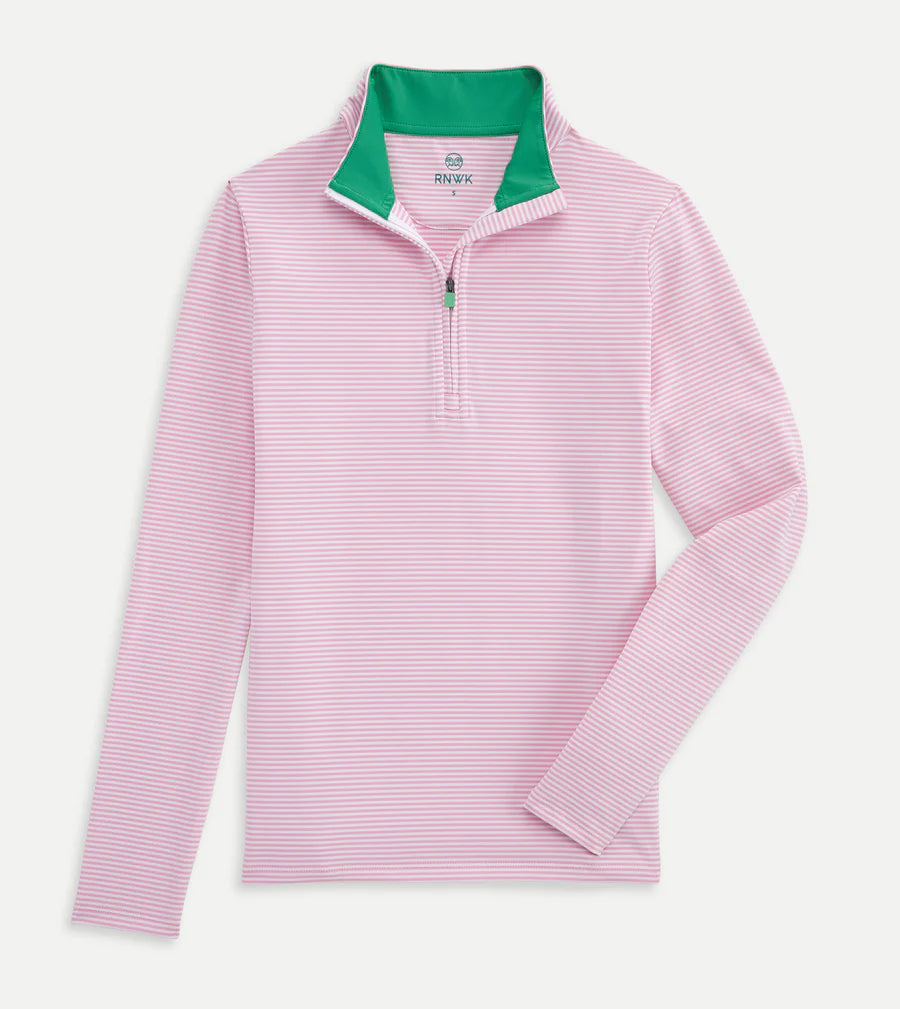 Striped 1/4 Zip - Pink Greenbriar
