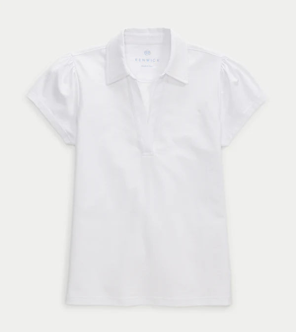 Split Neck Polo - White