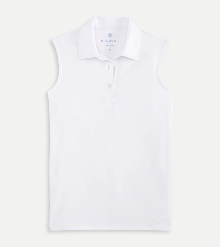 Solid Performance Sleeveless Polo - White