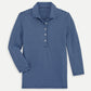 3/4 Sleeve Cotton Polo - Navy Periwinkle