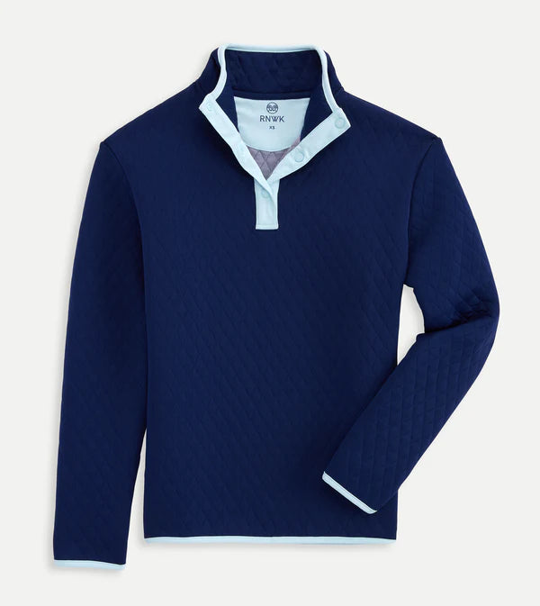 Quilted Snap Mock - Blue Depths