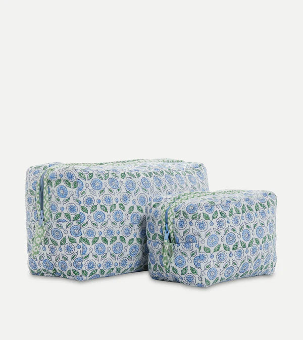 Quilted Block Print Makeup Bags