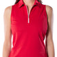 RED/LIGHT PINK SLEEVELESS ZIP CONTRAST POLO