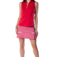 RED/LIGHT PINK SLEEVELESS ZIP CONTRAST POLO