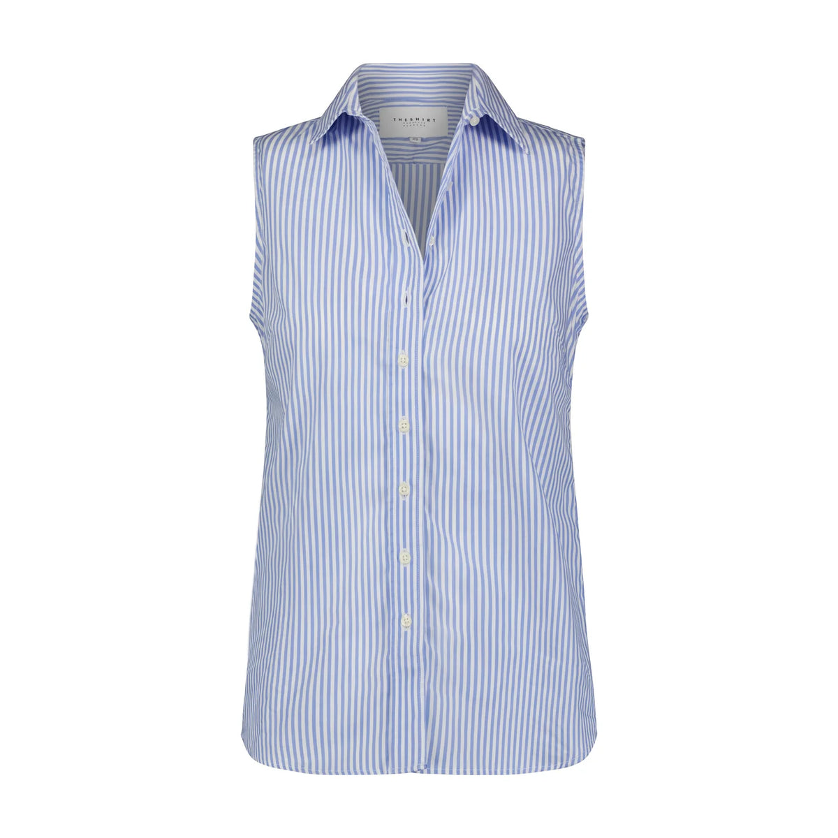 The Sleeveless Shirt - Blue and White Stripe