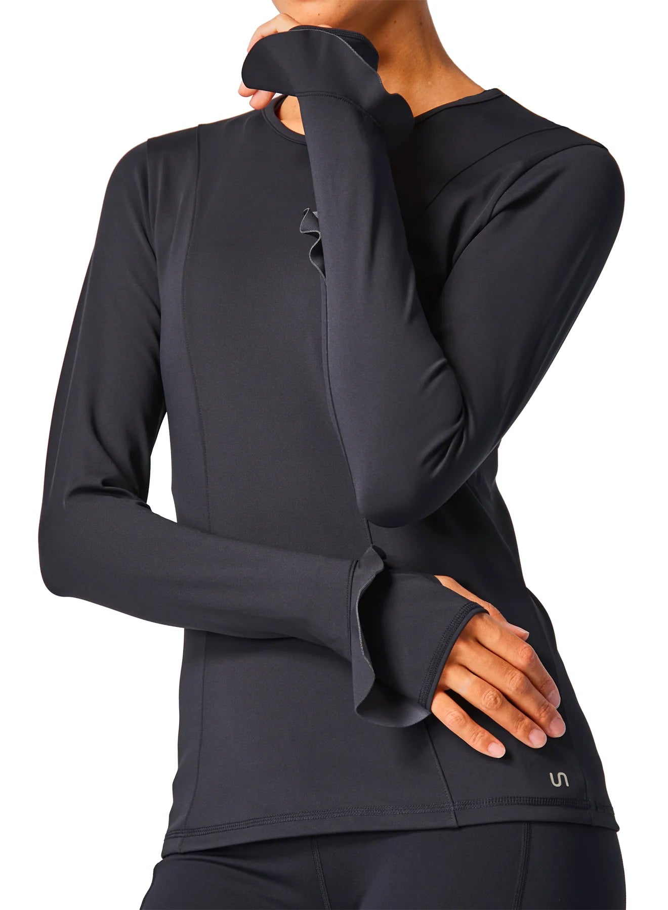 Ruffle Long Sleeve Top by Urban Savage - Black