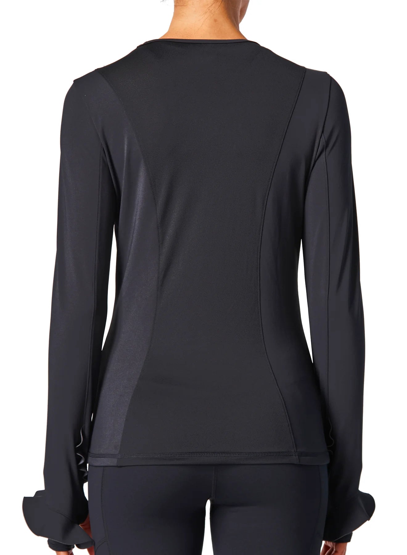 Ruffle Long Sleeve Top by Urban Savage - Black