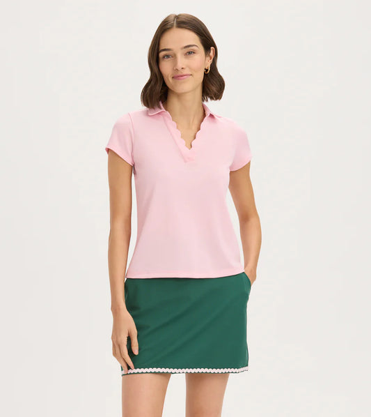 Scallop Performance Polo - Pink
