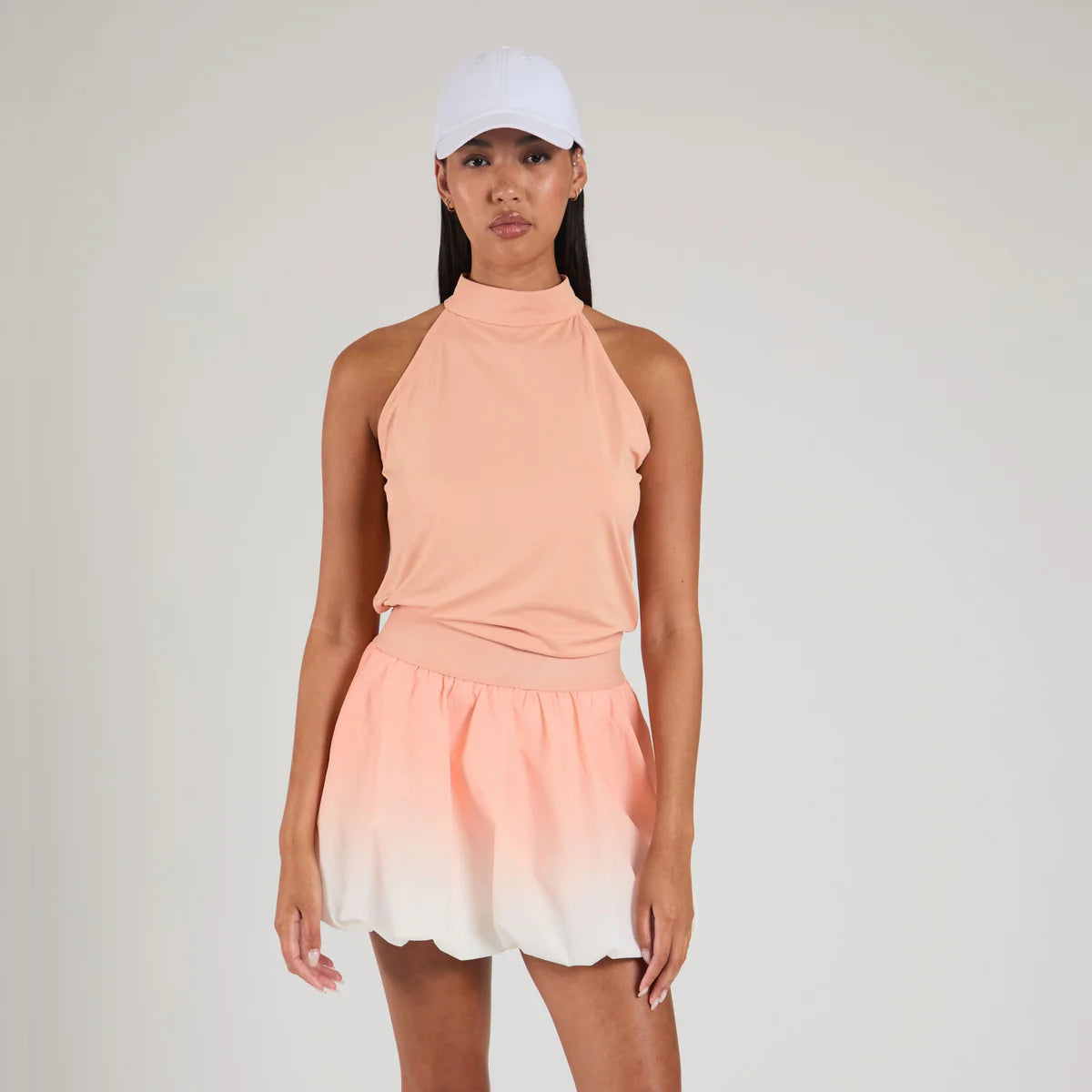 Serena Bubble Skirt - Ombre Peach/White