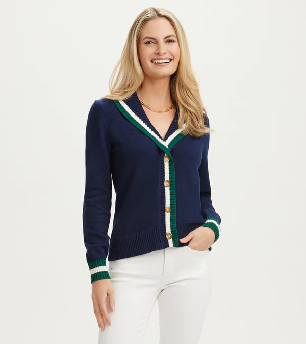 Shawl Collar Golf Sweater - Navy
