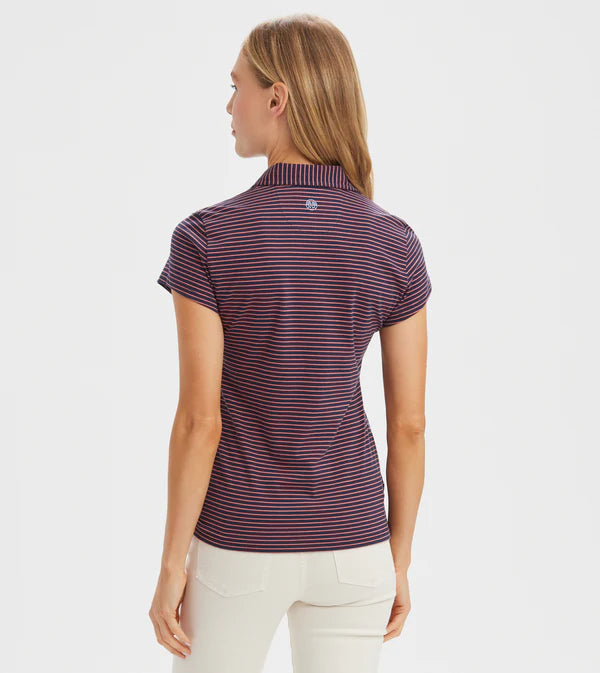 Short Sleeve Cotton Polo - Navy Breton Red