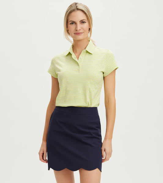 Short Sleeve Cotton Polo - Lime White