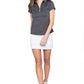 Slate/Rose Pink Short Sleeve Zip Polo