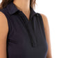 Sleeveless Ruffle Polo - Navy