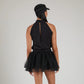 Sofia Mock-Neck Tennis Top - Black