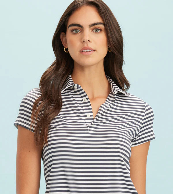 Stripe Performance Polo - Steel White