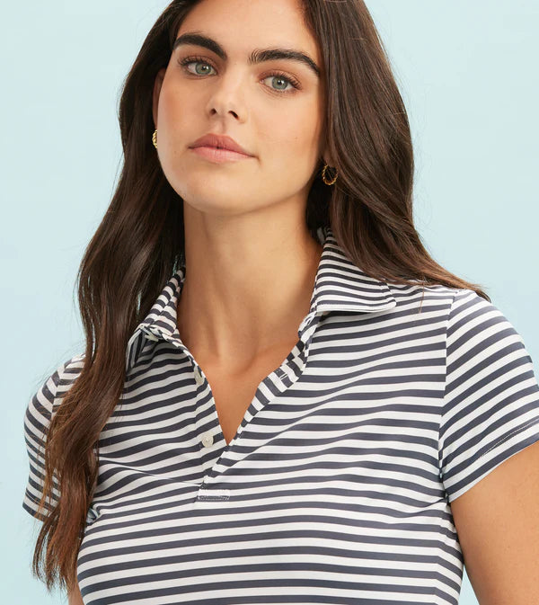 Stripe Performance Polo - Steel White