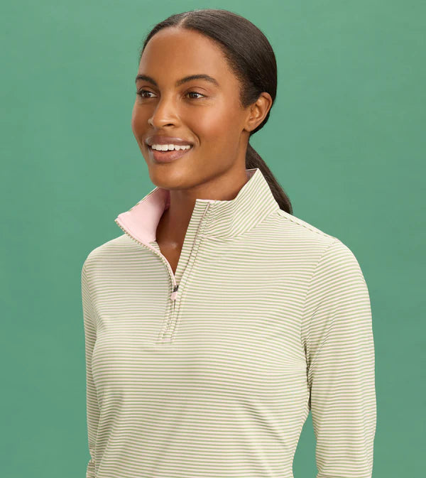 Striped 1/4 Zip - Petal Fairway