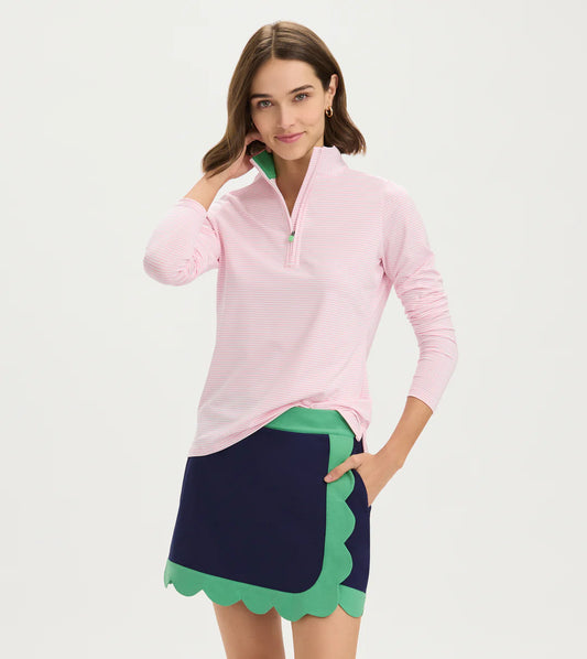 Striped 1/4 Zip - Pink Greenbriar