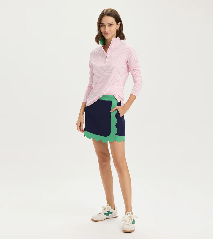 Striped 1/4 Zip - Pink Greenbriar