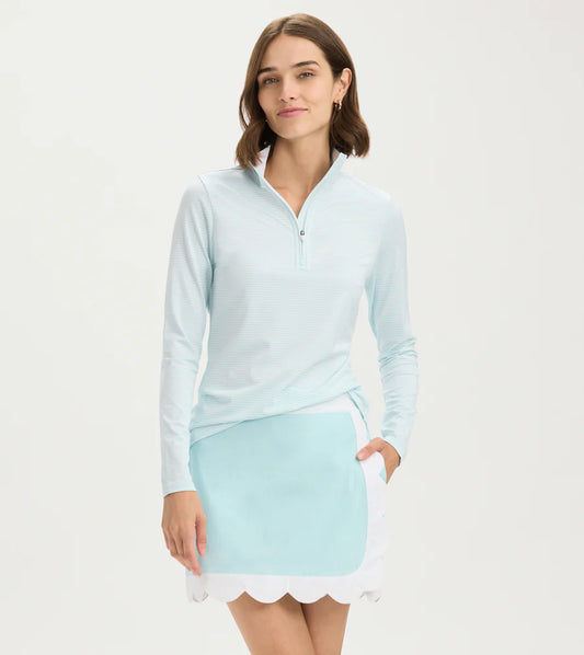 Striped 1/4 Zip - Quiet Tide White