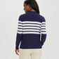 Striped Cotton Mock Neck Sweater