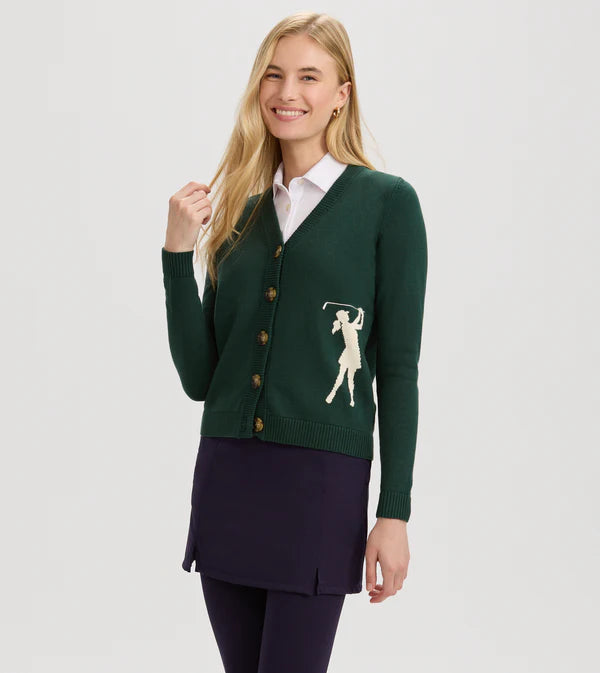 Swinging Golfer Cardigan - Hunter