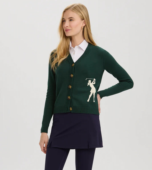 Swinging Golfer Cardigan - Hunter