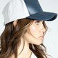 The Perforated Leather Hat in Navy and White