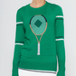 Racquet Sweater in Green with White and Navy