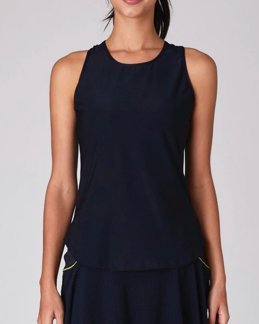 The Performance Racerback Tank in Navy