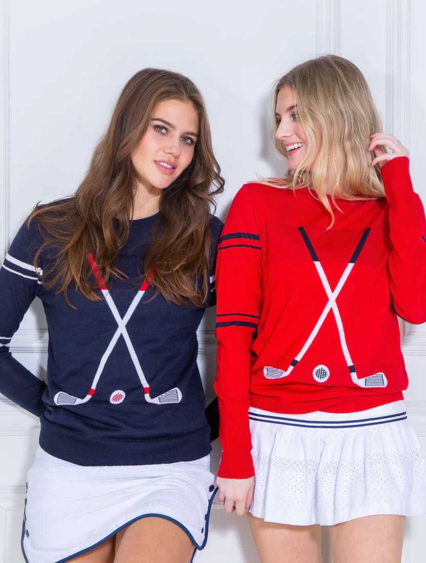 The Club Sweater 1 in Navy with White Stripes