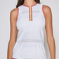 Zip Front Tank in White with Red and Yellow Trim
