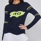 The 40-Love Knit in Navy with White & Yellow Trim
