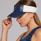 Perforated Leather Visor in Navy and White