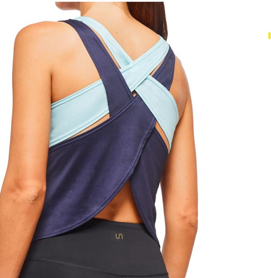 Crisscross Sleeveless Top - Navy/Sky