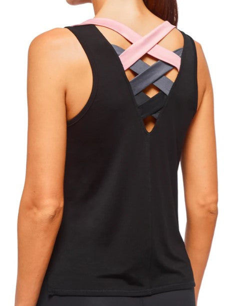Zig Zag Top - Black/Dusty Rose