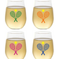 Tennis Themed Unbreakable Stemless Tritan Plastic Wine Glasses (Set of 4)