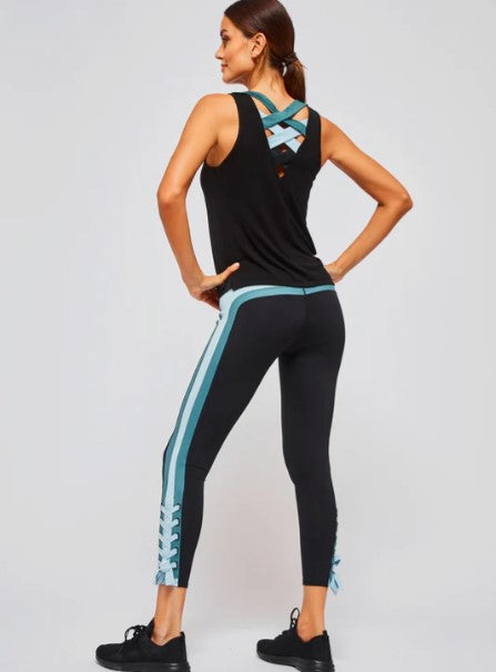 Zig Zag Top - Black/Moss/SKY