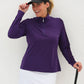 Aqua - Women's Sheer Long Sleeve Golf Shirt (Ladder Design)